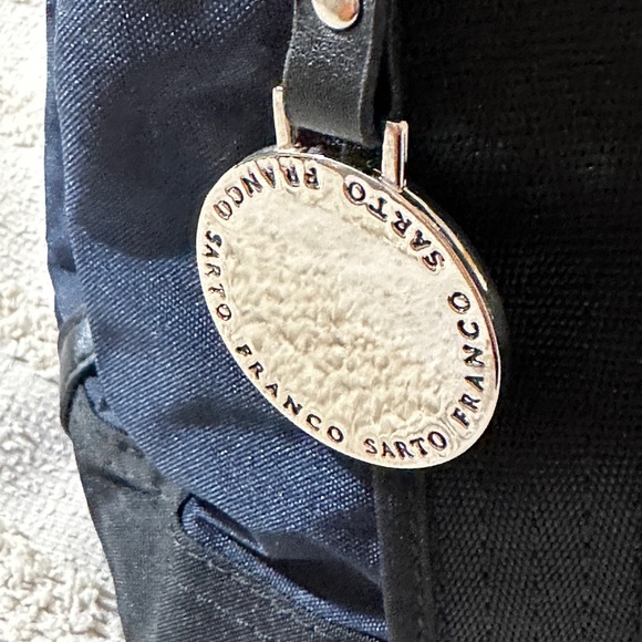 Franco Sarto Handbag, Black Leather and Midnight Blue Nylon, Like New 👜 - Picture 10 of 15